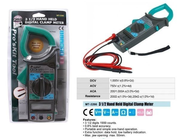 &u+ PINZA AMPEROMETRICA MT-3266 PROSKIT (IPK03266)